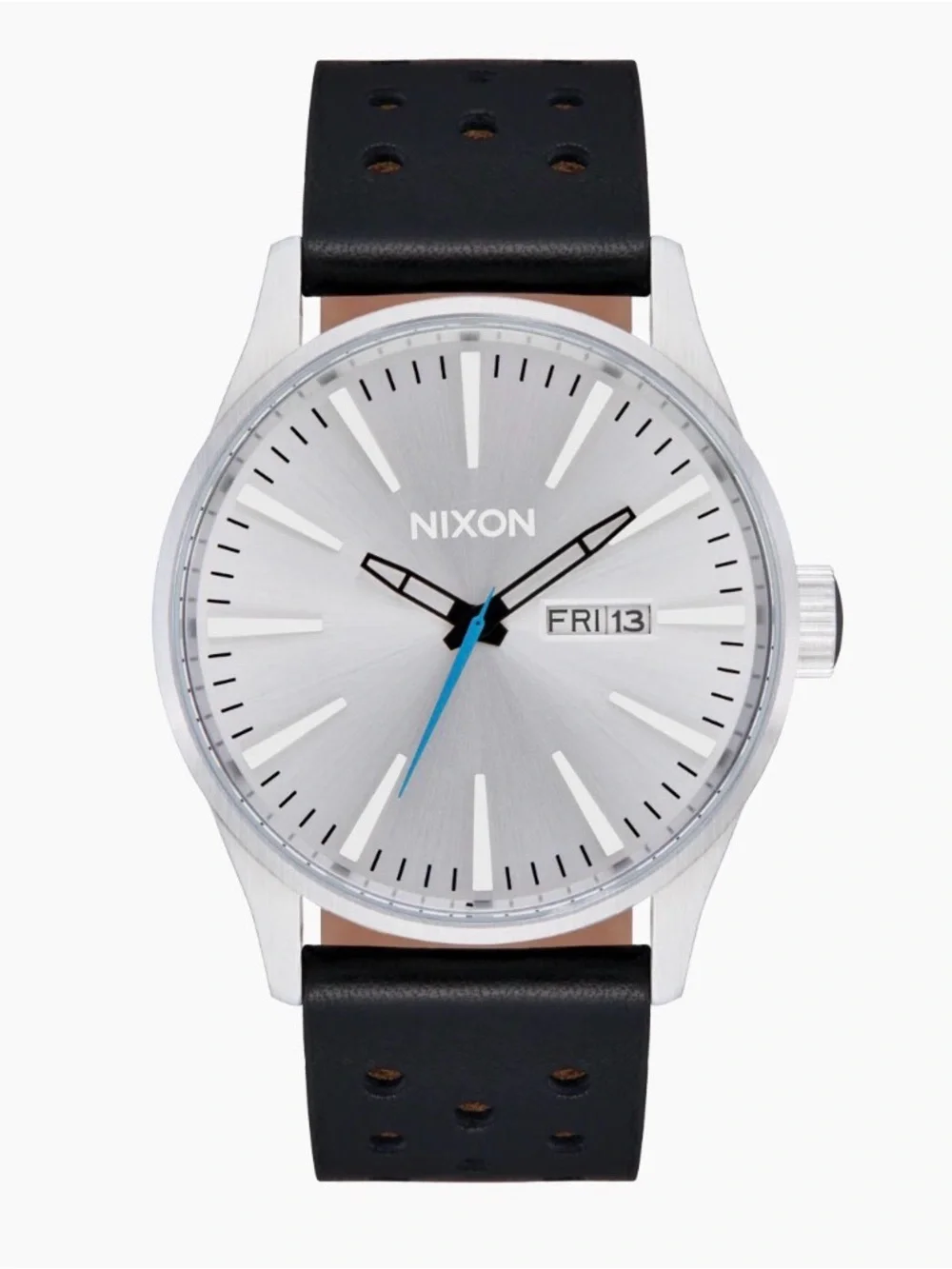Nixon Sentry leather and stainless steel watch